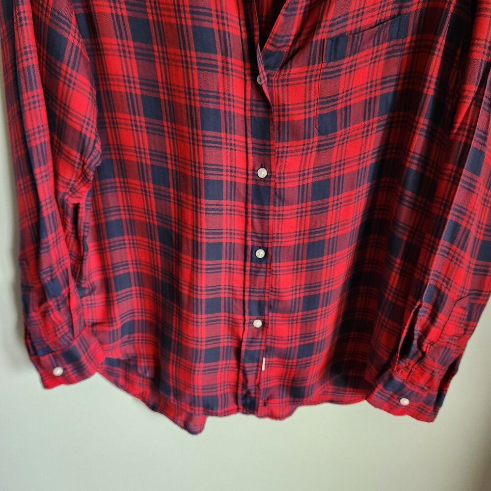 Grayson Shirt Women's Large Blue Red Plaid 4 The Hero Button Front Shirt - Picture 3 of 11